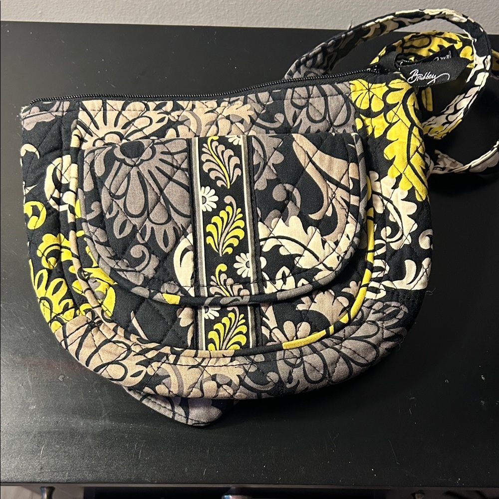 Vera Bradley Black and Yellow Patterned Crossbody Bag
